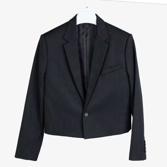 Celine Black Cropped Wool Blazer Jacket - Picture 1 of 11